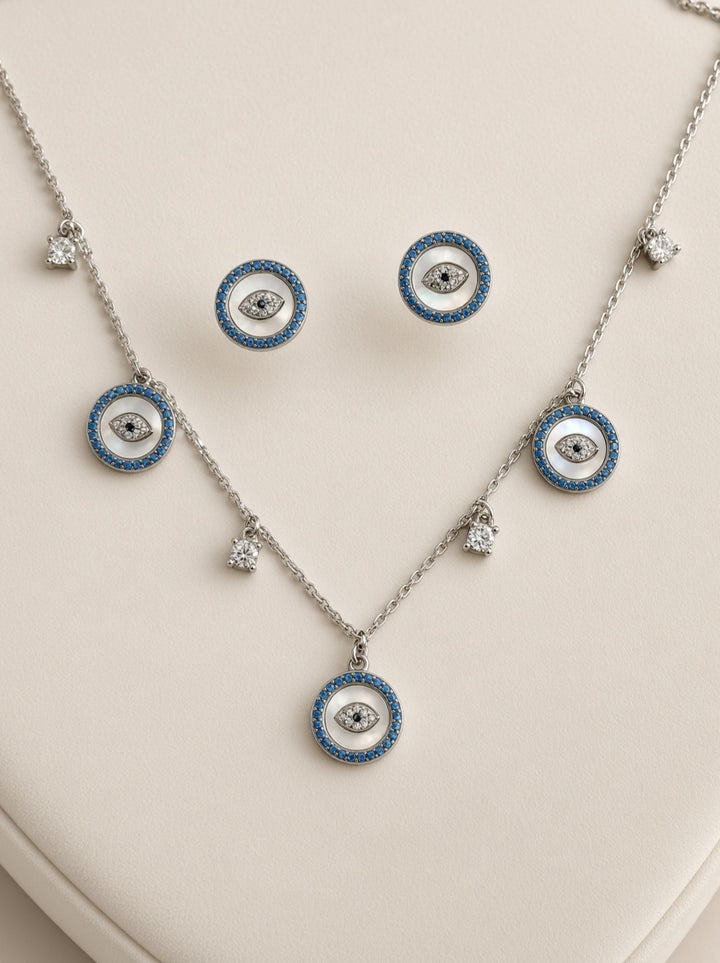 Silver Inayat Pendant Set - Evil Eye