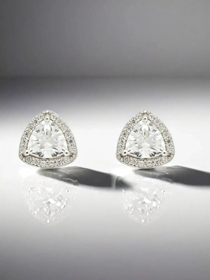 Trillion Beauty Silver Stud Earrings