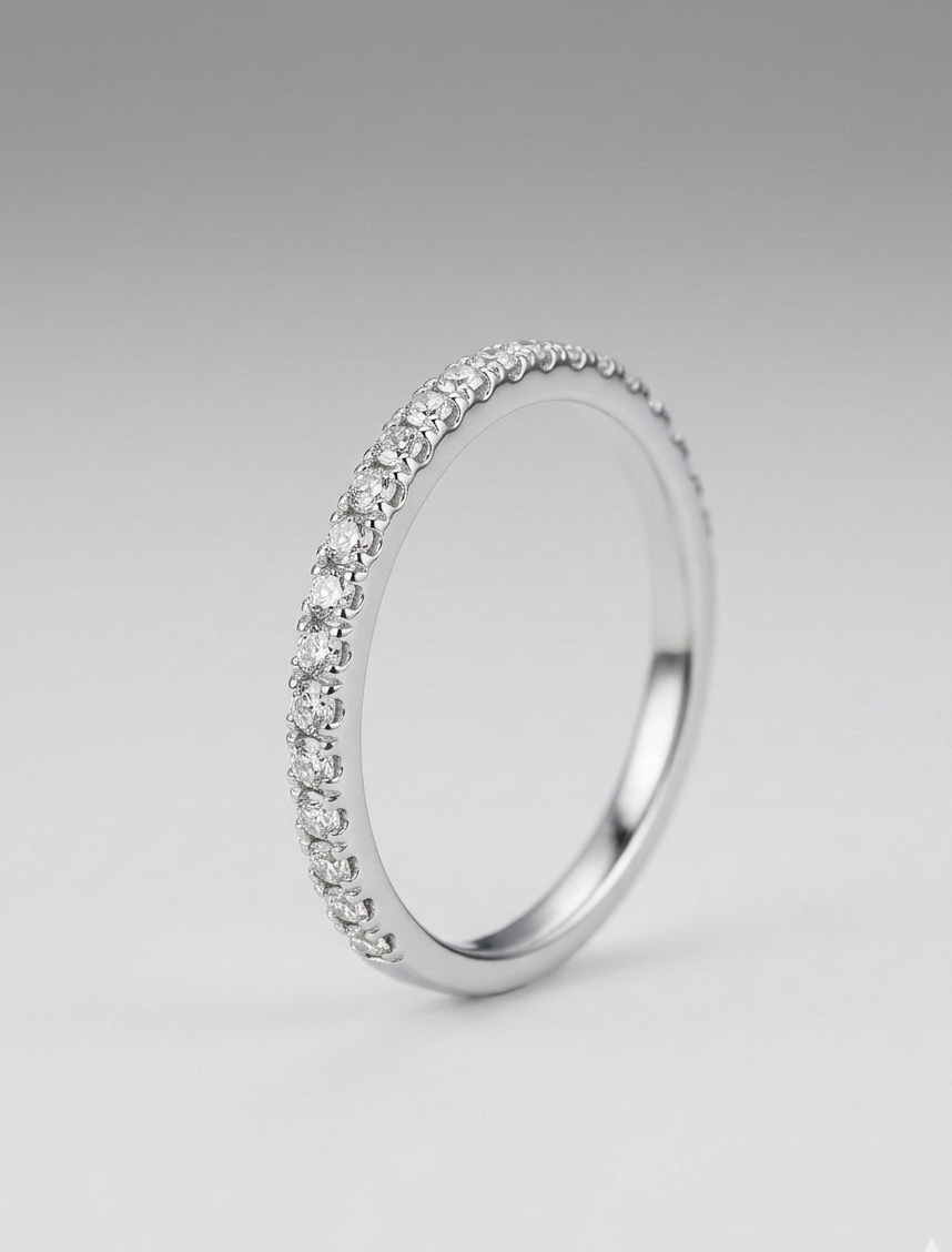 Silver Zirconia Studded Band Ring