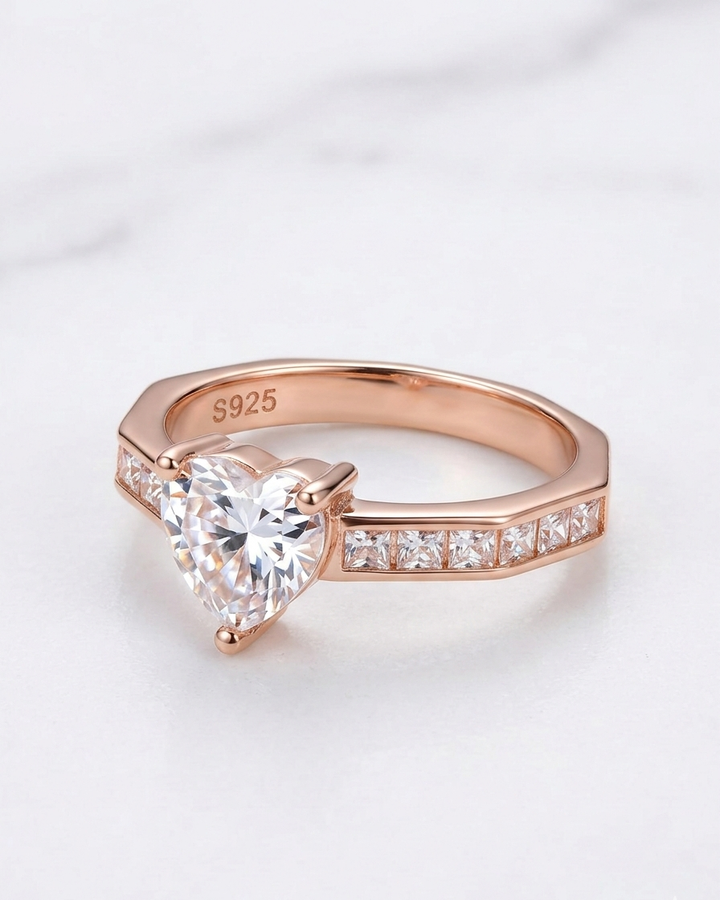 Silver B-Heart Ring (Rosegold)