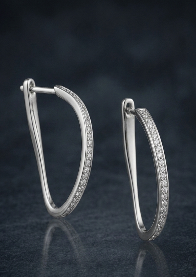 Silver 925 Twisted Hoop Earrings