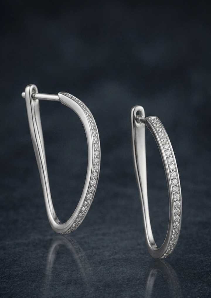 Silver 925 Twisted Hoop Earrings