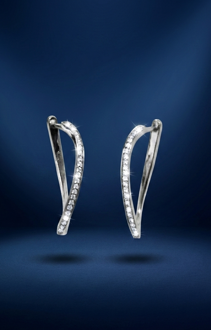 Silver 925 Twisted Hoop Earrings