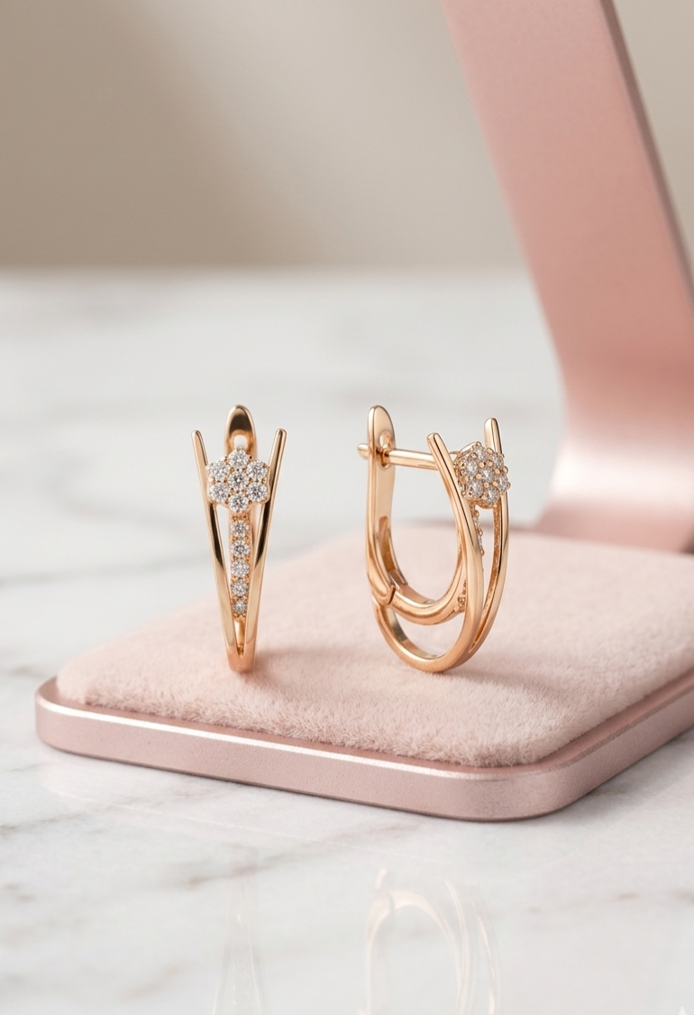 Silver 925 Premium Hoop Earrings (Rosehold)