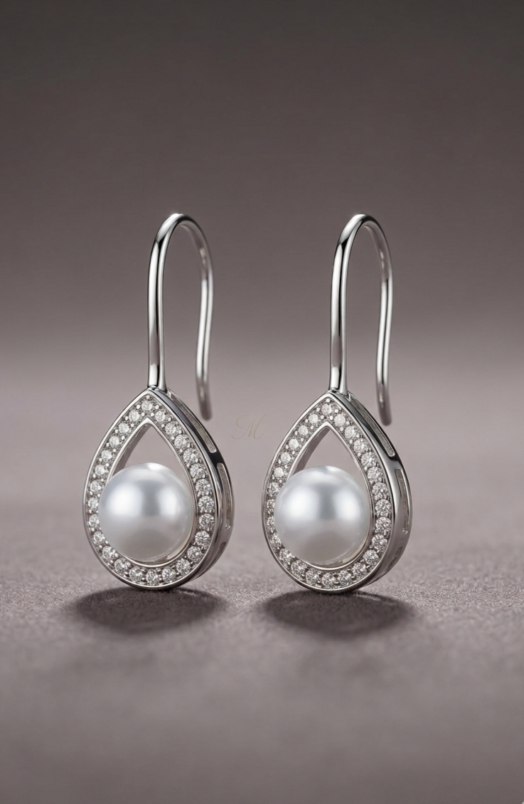 Silver 925 Dropping Pearl Earrings