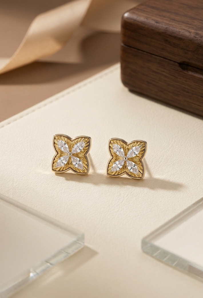 Silver 925 Alpha Earrings (Gold)