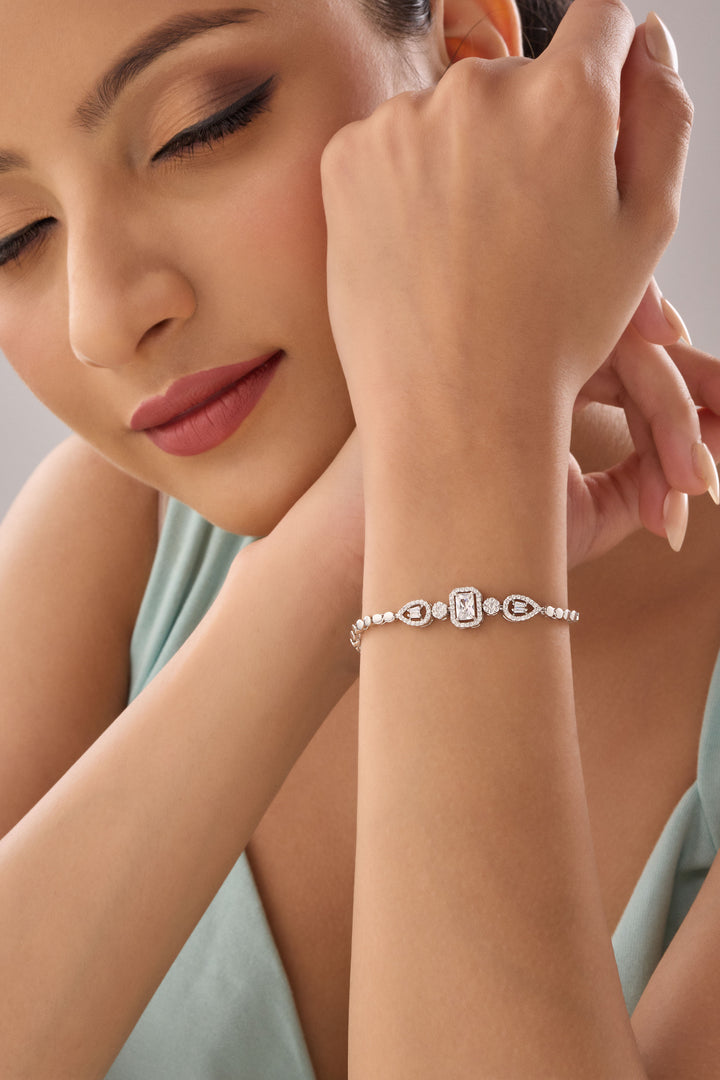 Sterling Silver Crystal Cut Bracelet