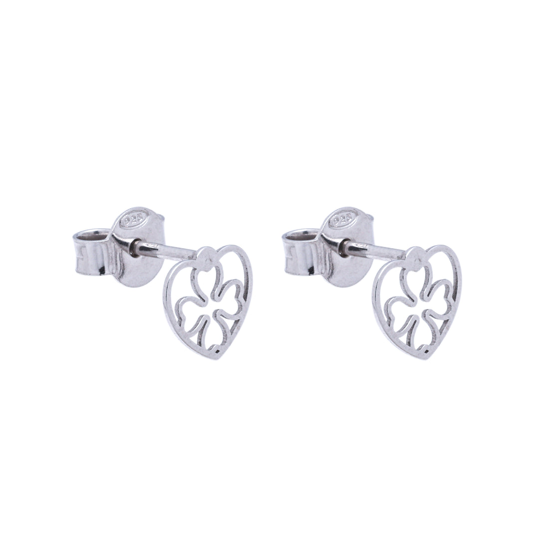 Silver Floral Heart Earrings