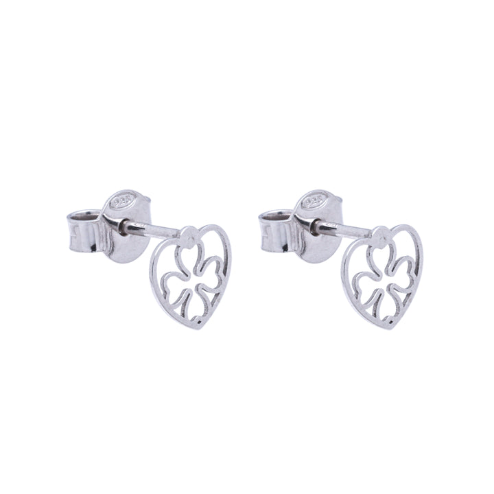 Silver Floral Heart Earrings