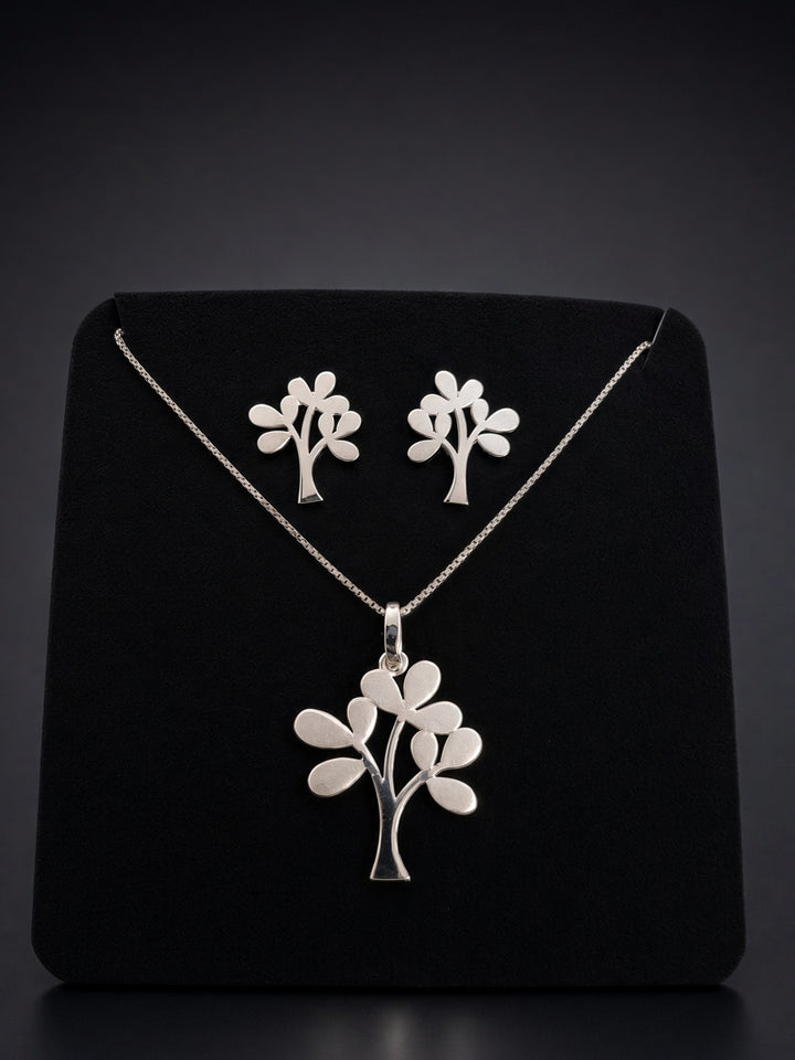 Silver Tree Pendant Set
