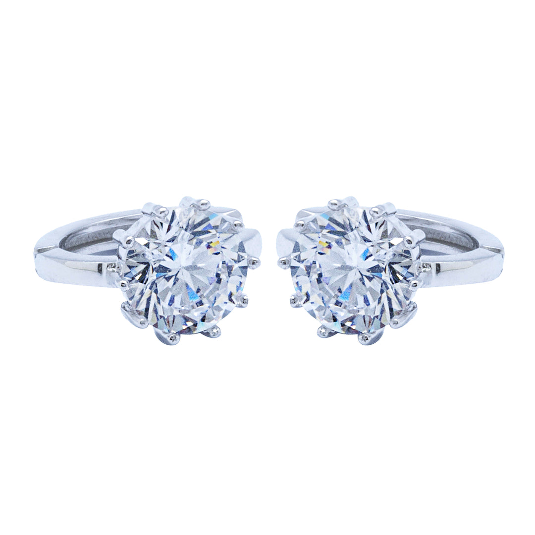 Silver Crystal Moon Earrings