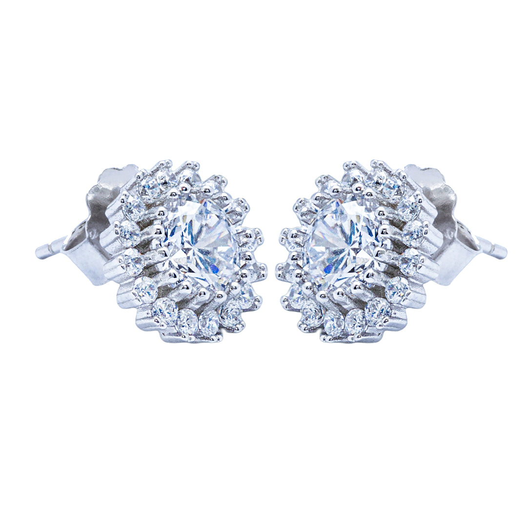 Silver Crystal Sunflower Earrings