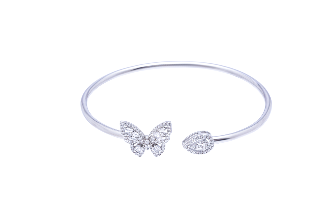 Silver Butterfly Drop Bracelet
