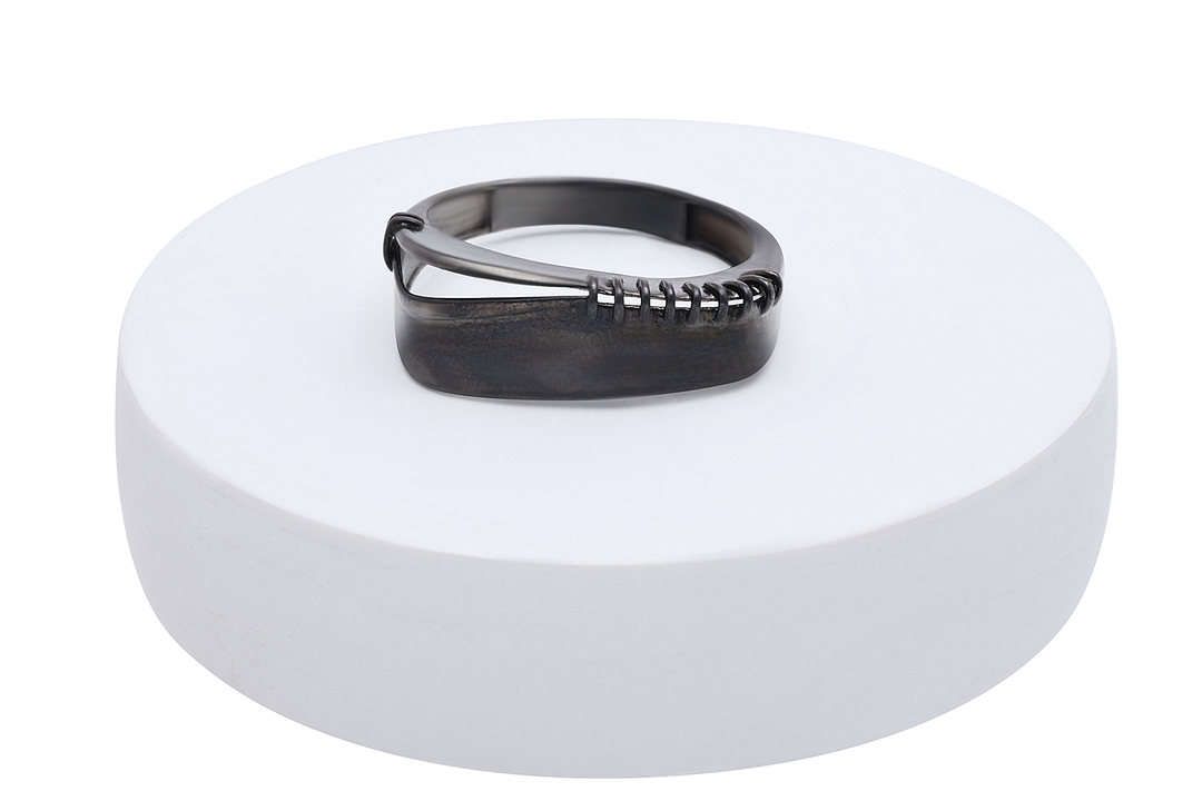 Black Silver Poma Ring