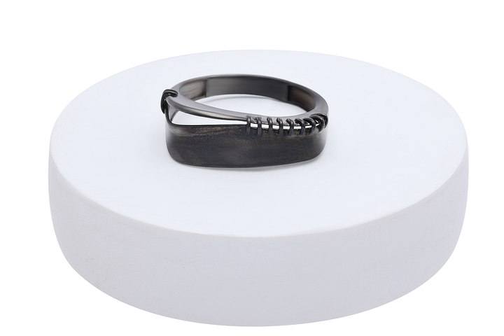 Black Silver Poma Ring