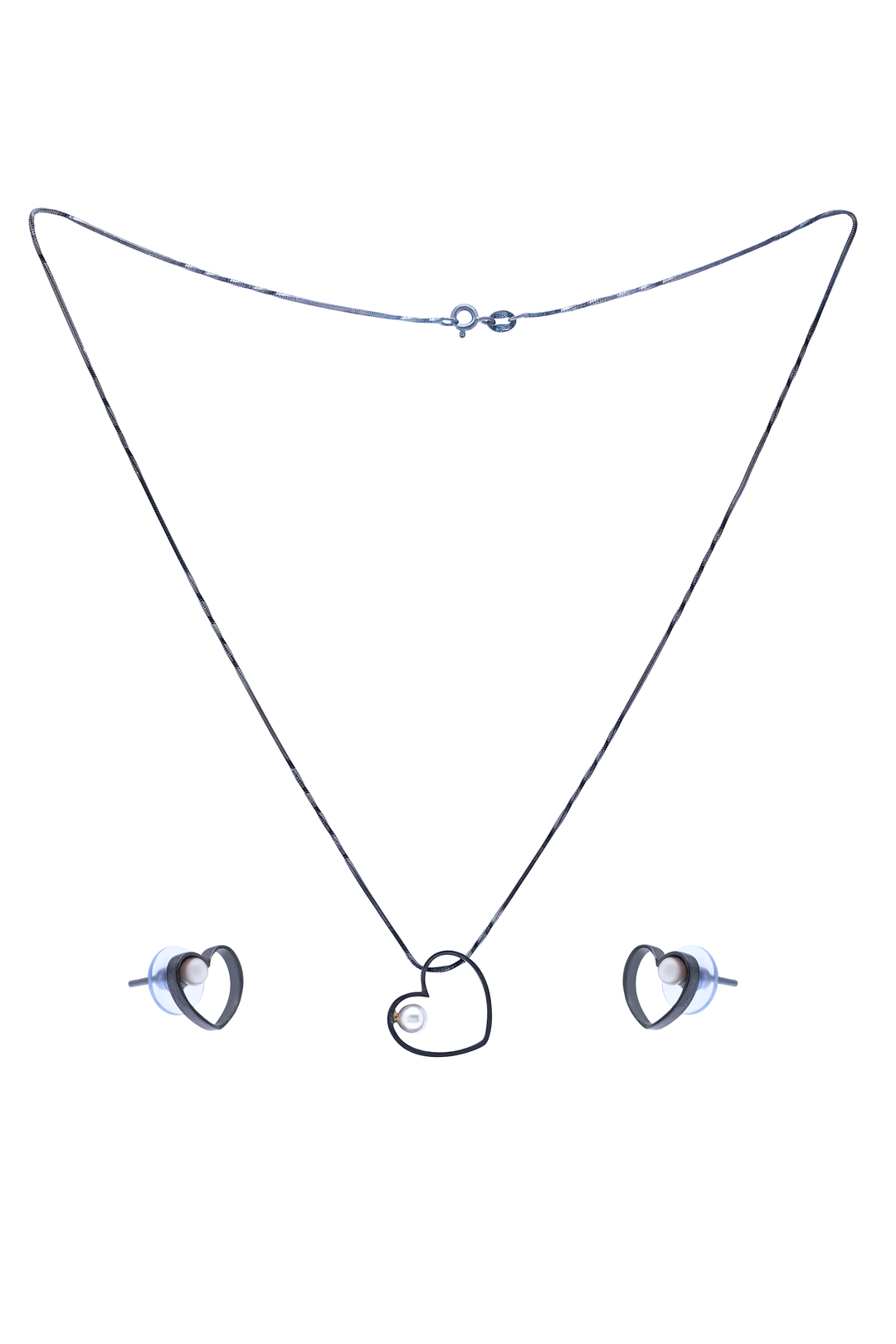 Black Silver Heart Set
