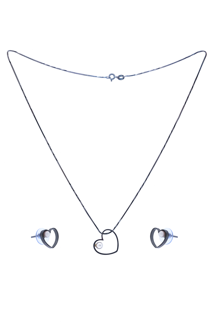 Black Silver Heart Set