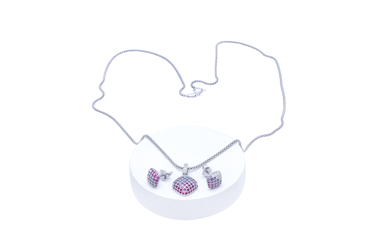 Silver Square Disco Pendant Set