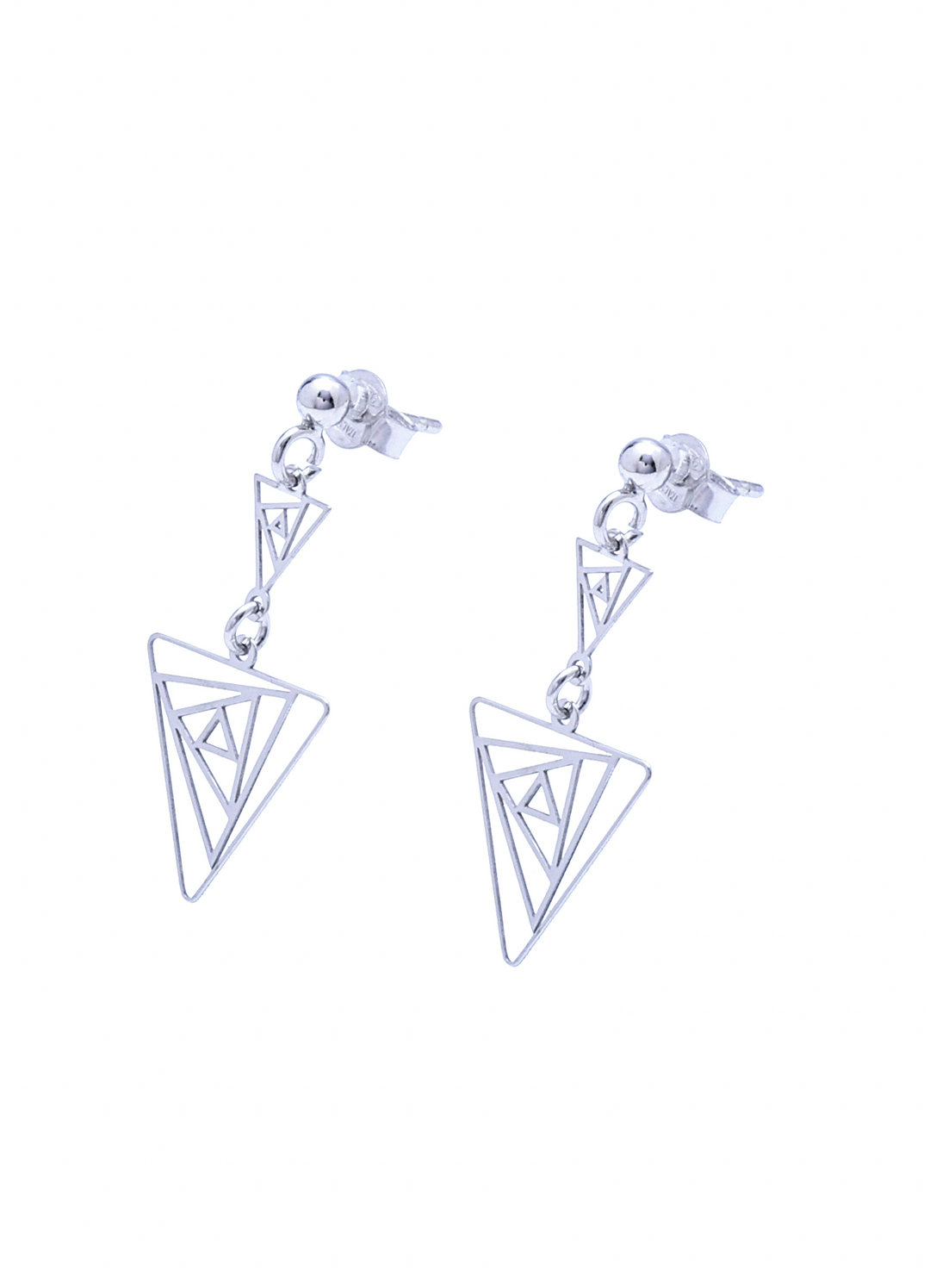 Silver Trinagle Hanging Earrings