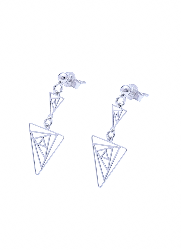 Silver Trinagle Hanging Earrings