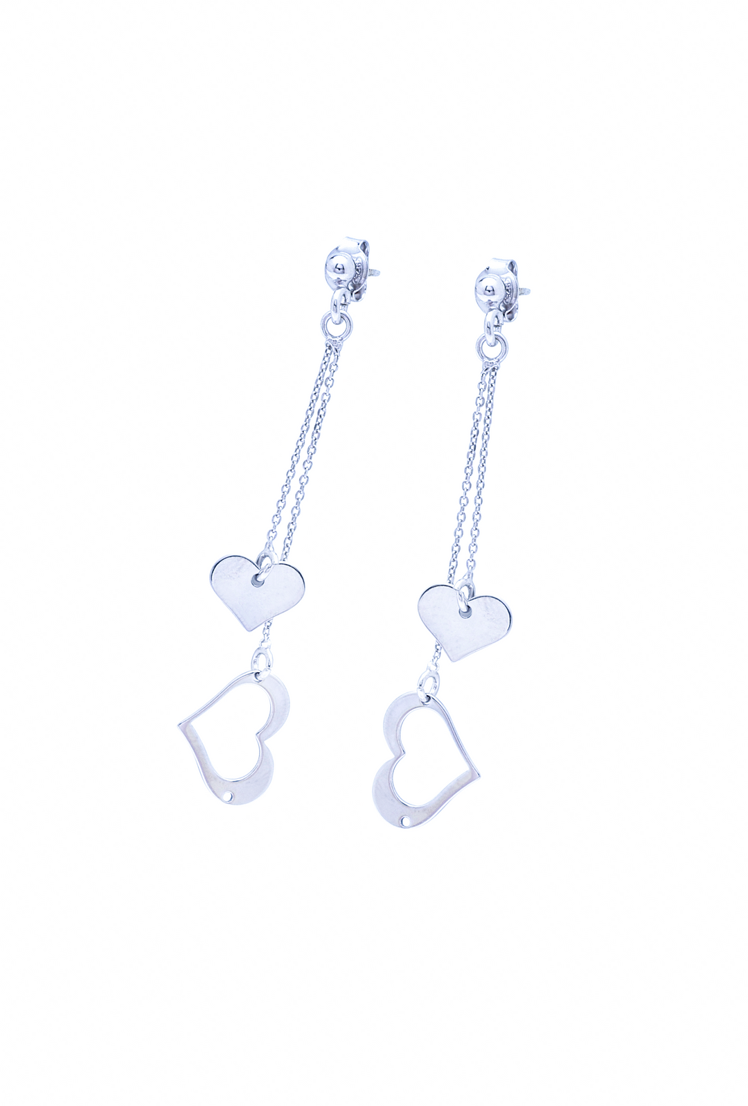 Silver Dropping Hearts Earrings