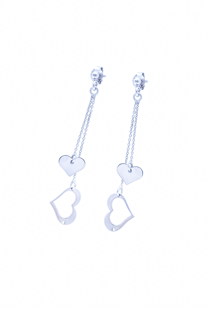 Silver Dropping Hearts Earrings