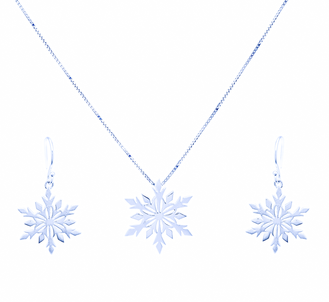 Silver Snowflake Pendant Set