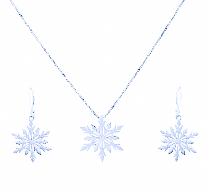 Silver Snowflake Pendant Set