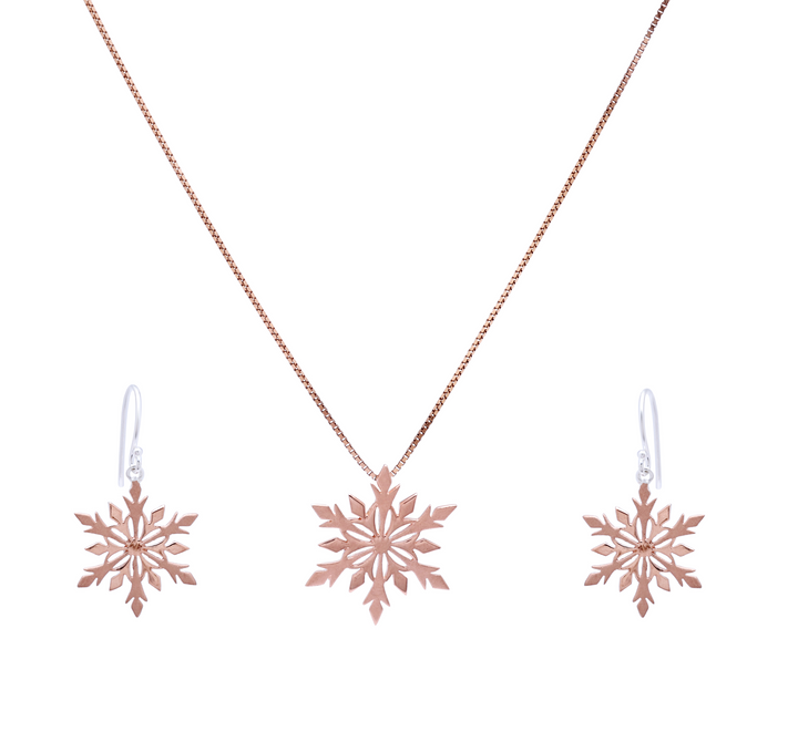 Silver Snowflake Pendant Set (Rosegold)