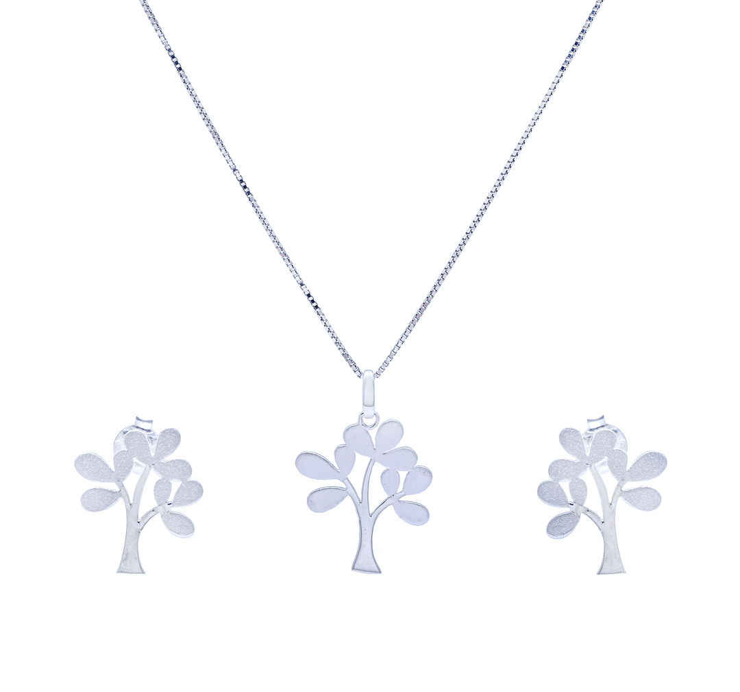 Silver Tree Pendant Set