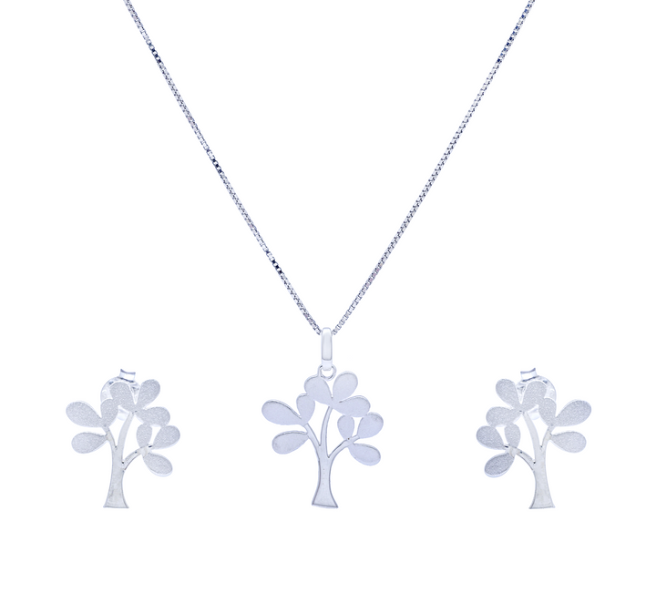 Silver Tree Pendant Set