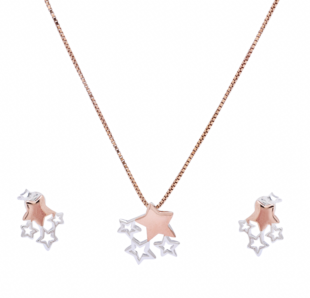 Silver Stars Pendant Set (Rosegold)