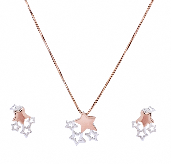 Silver Stars Pendant Set (Rosegold)