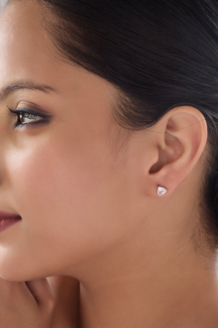 Quene T-Cut Silver Stud Earrings