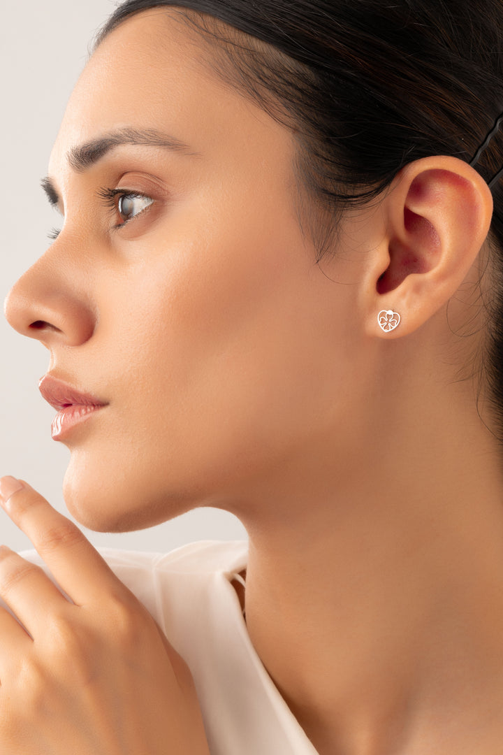 Silver Floral Heart Earrings
