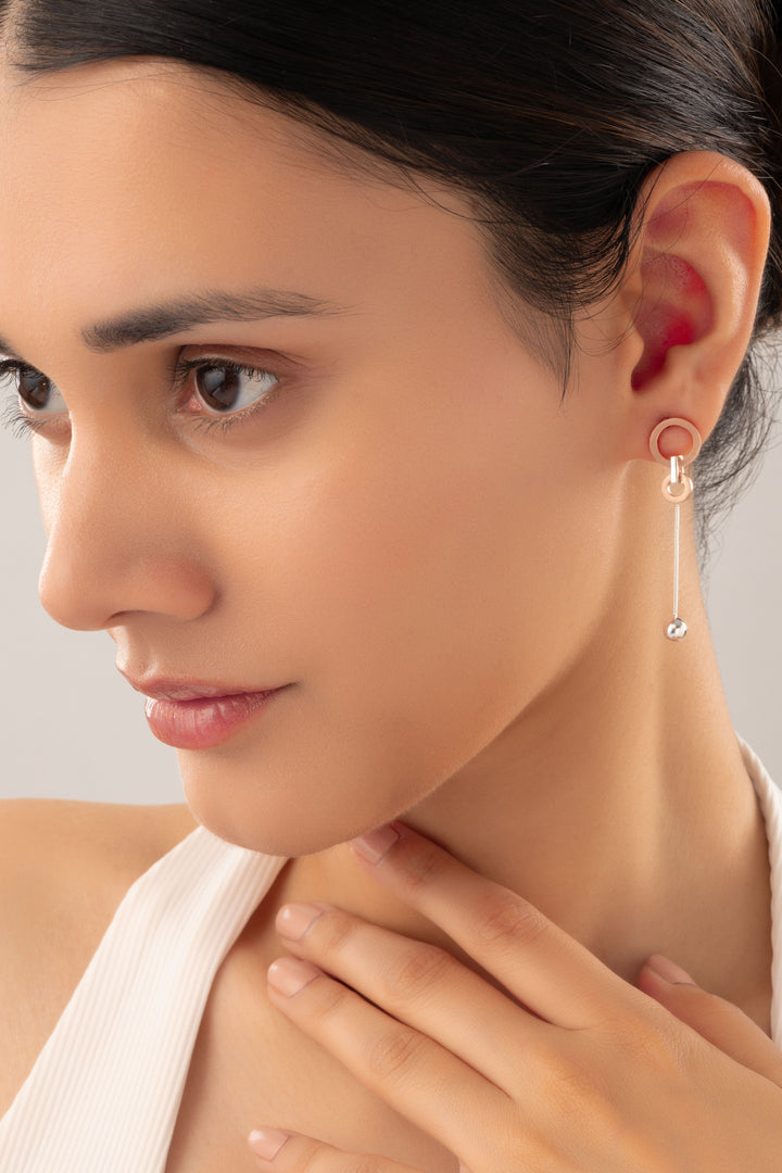 Silver Double Hoop Earrings (Rosegold)