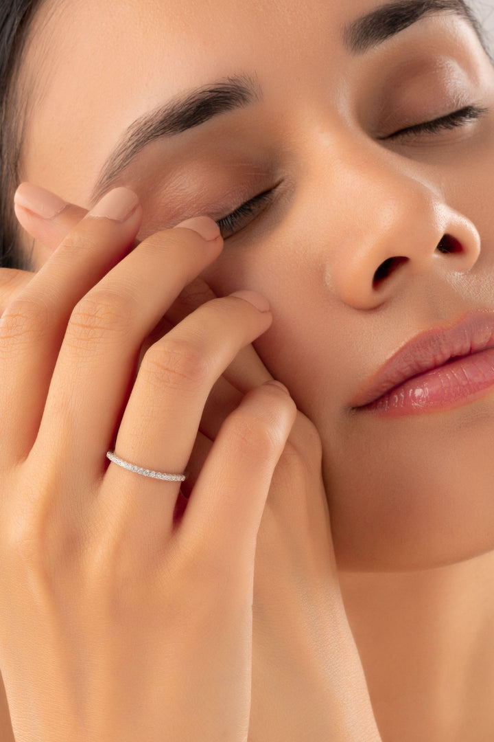 Silver Zirconia Studded Band Ring