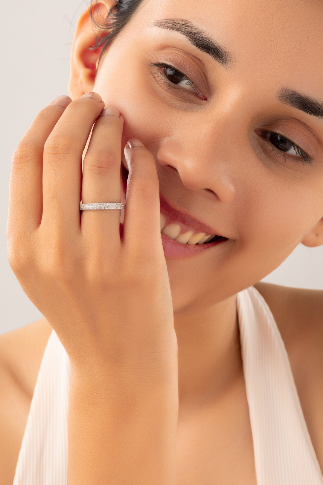 Silver Zirconia Studded Band Ring