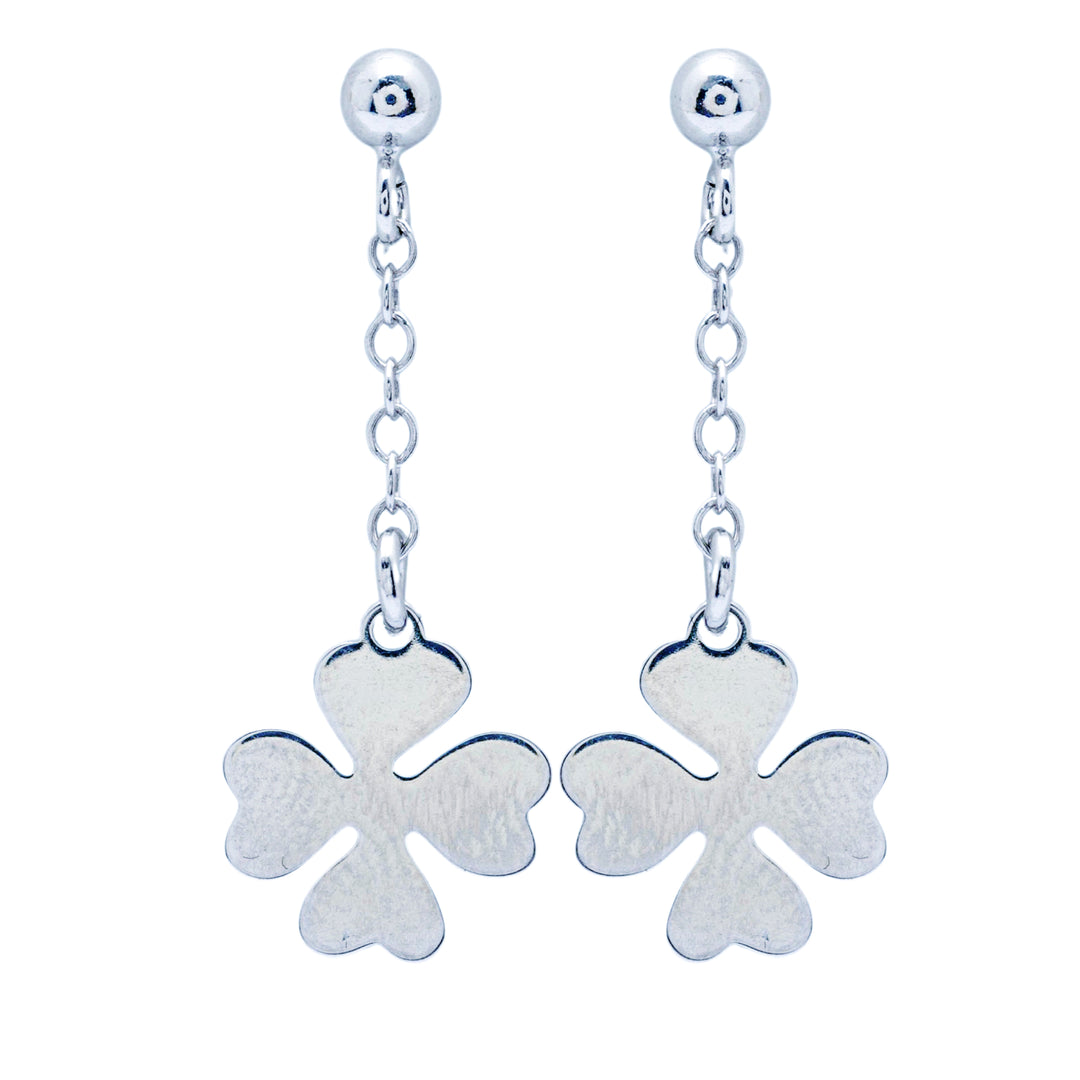 Silver Hanging Clover Earrings
