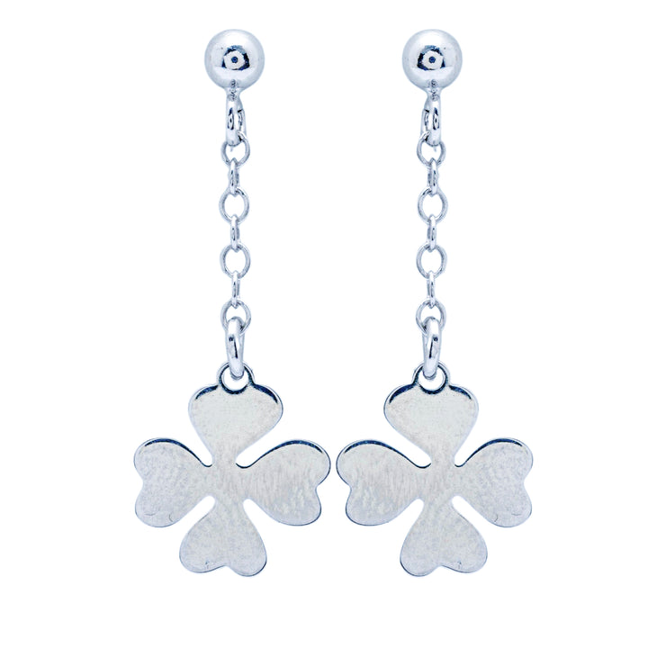 Silver Hanging Clover Earrings