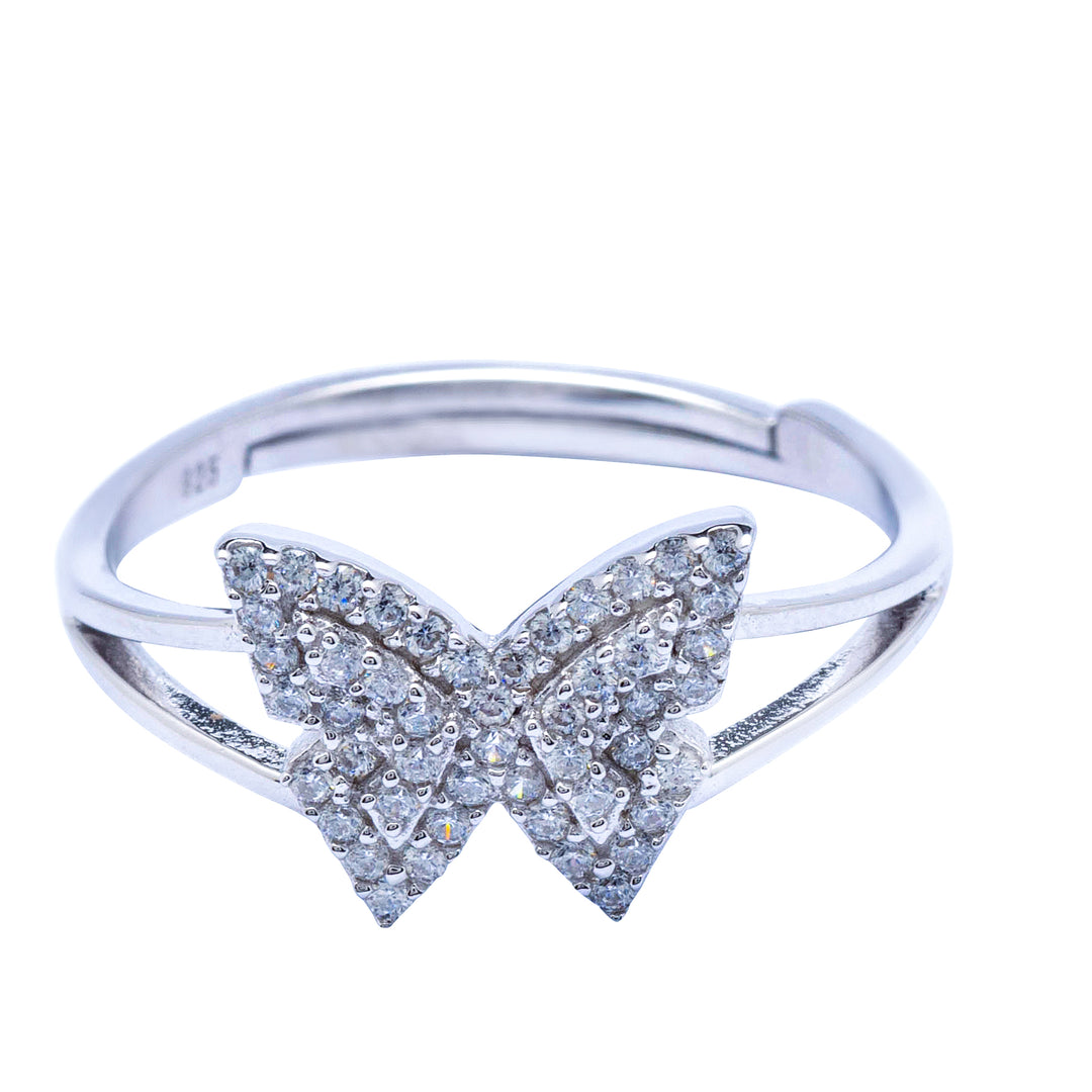 Silver Stone Butterfly Ring