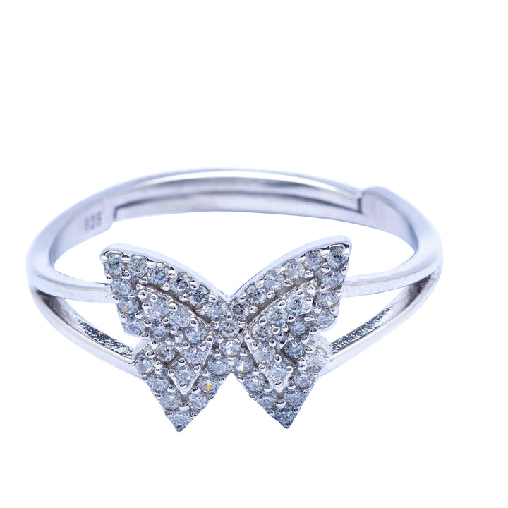 Silver Stone Butterfly Ring