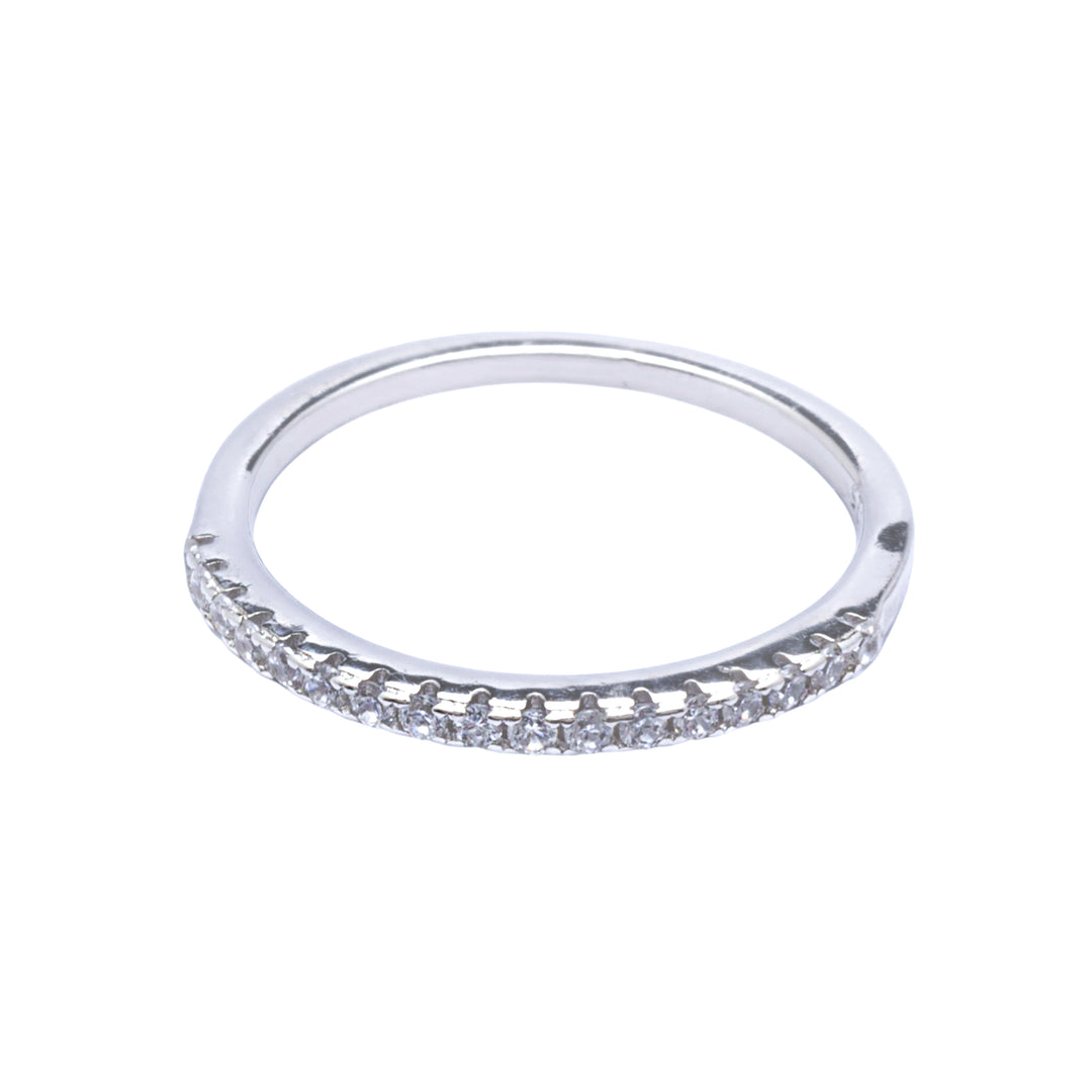 Silver Zirconia Studded Band Ring