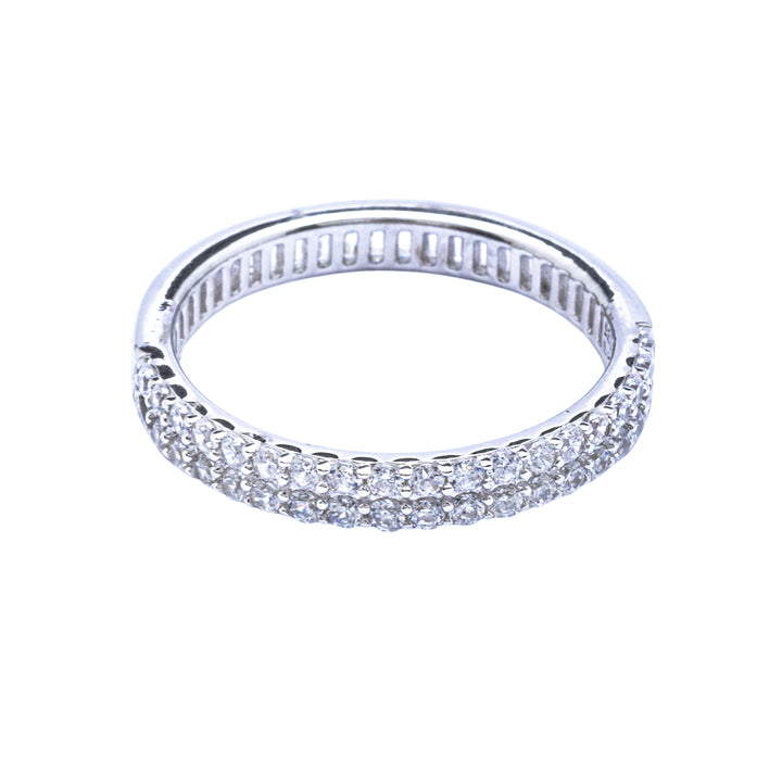 Silver Zirconia Studded Band Ring