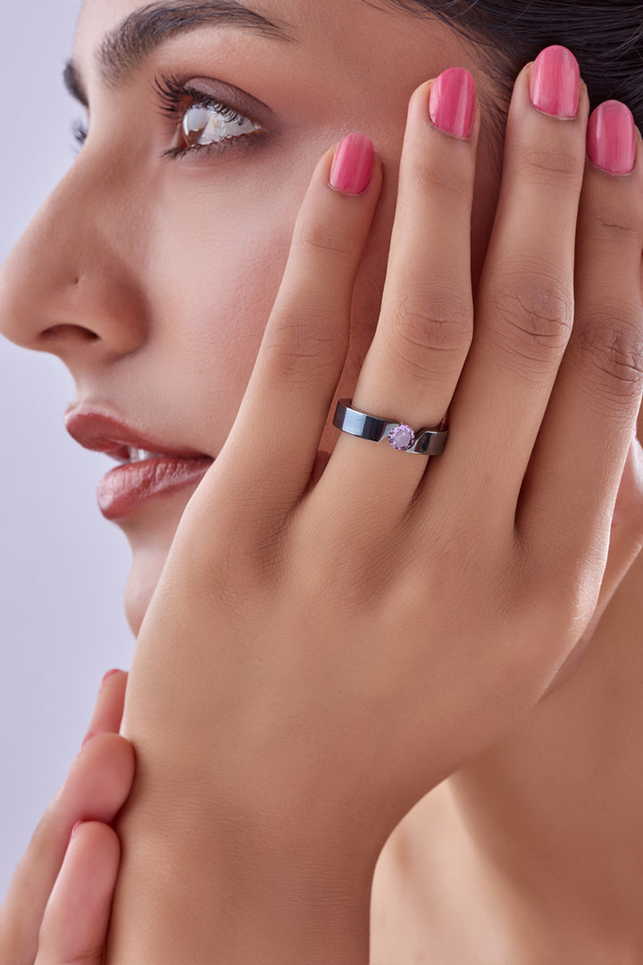 Black Silver Magneto Ring