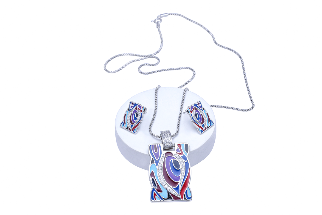 Silver Picaso Pendant Set