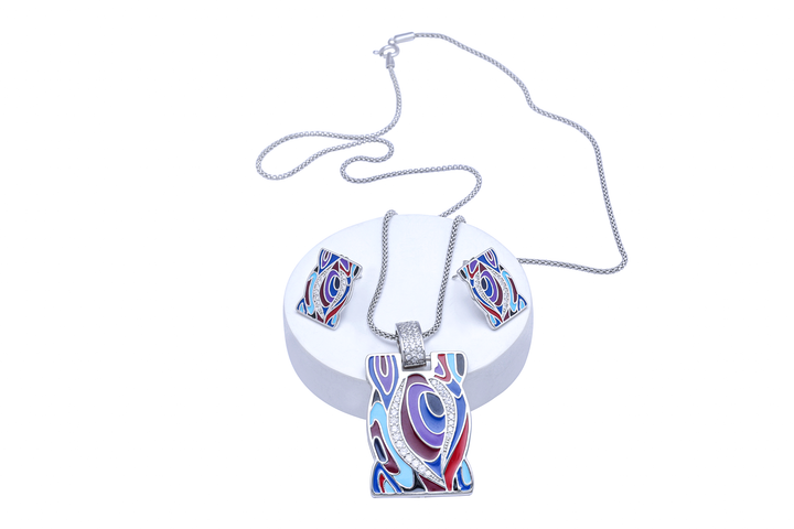 Silver Picaso Pendant Set