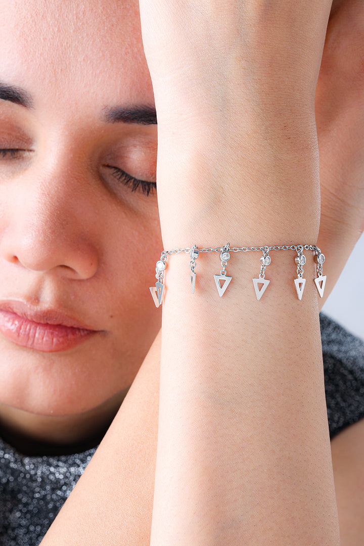 Silver Hanging Triangle Bracelet