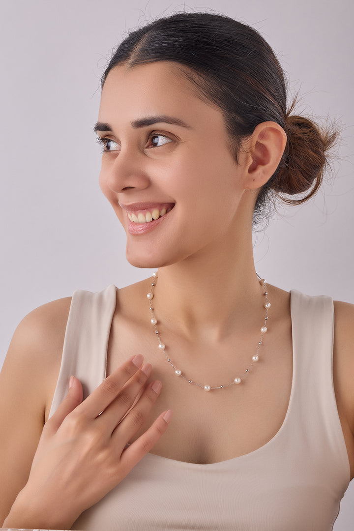Silver Pearl Pendant Chain