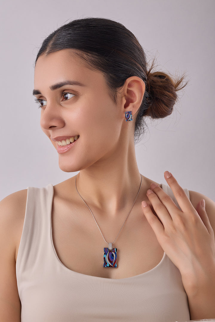 Silver Picaso Pendant Set